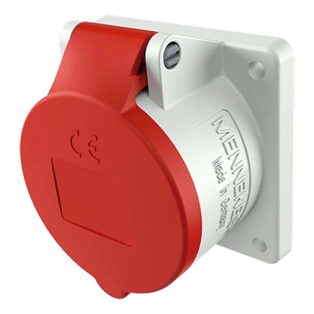 TOMA EMPOTRABLE RECTO INDUSTRIAL MONOFASICO (2P+T) 16AMP 415V ROJO IP44 MENNEKES