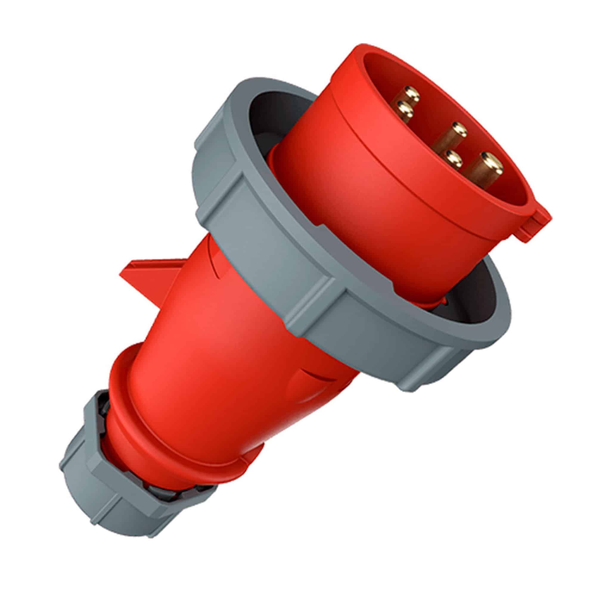 ENCHUFE INDUSTRIAL TRIFASICO + NEUTRO (3P+N+T) 16AMP 415V ROJO IP67 MENNEKES