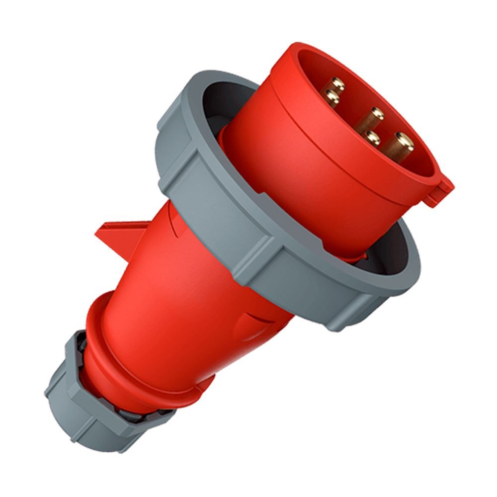ENCHUFE INDUSTRIAL TRIFASICO + NEUTRO (3P+N+T) 32AMP 415V ROJO IP67 MENNEKES