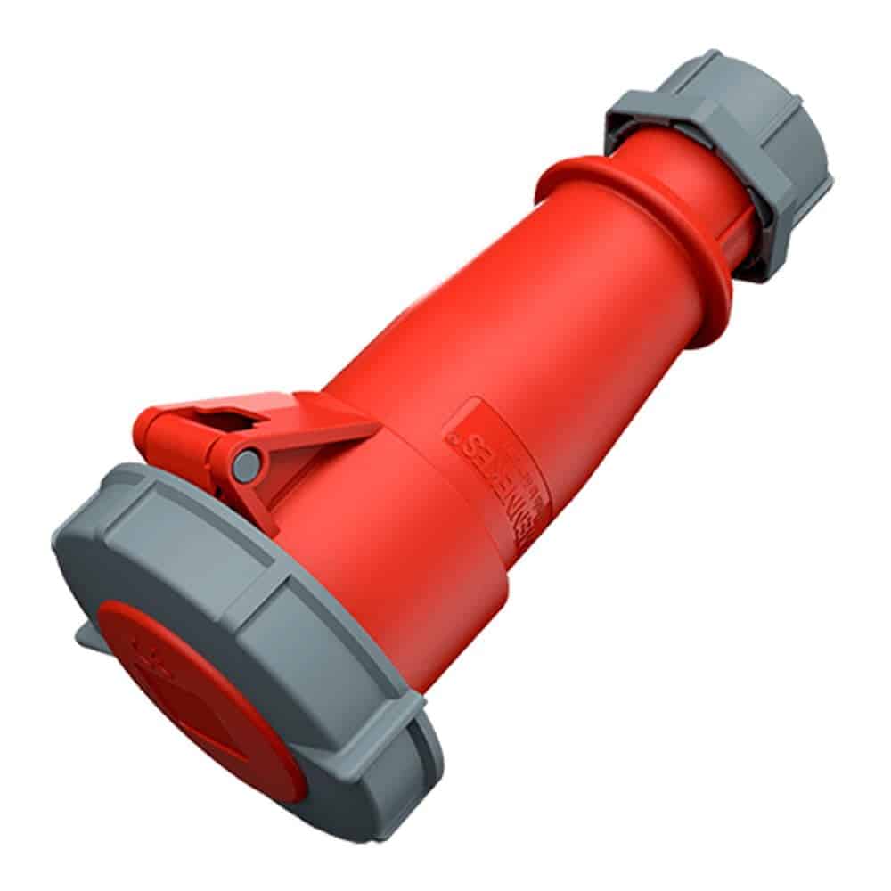 TOMA AEREO INDUSTRIAL TRIFASICO + NEUTRO (3P+N+T) 32AMP 415V ROJO IP67 MENNEKES