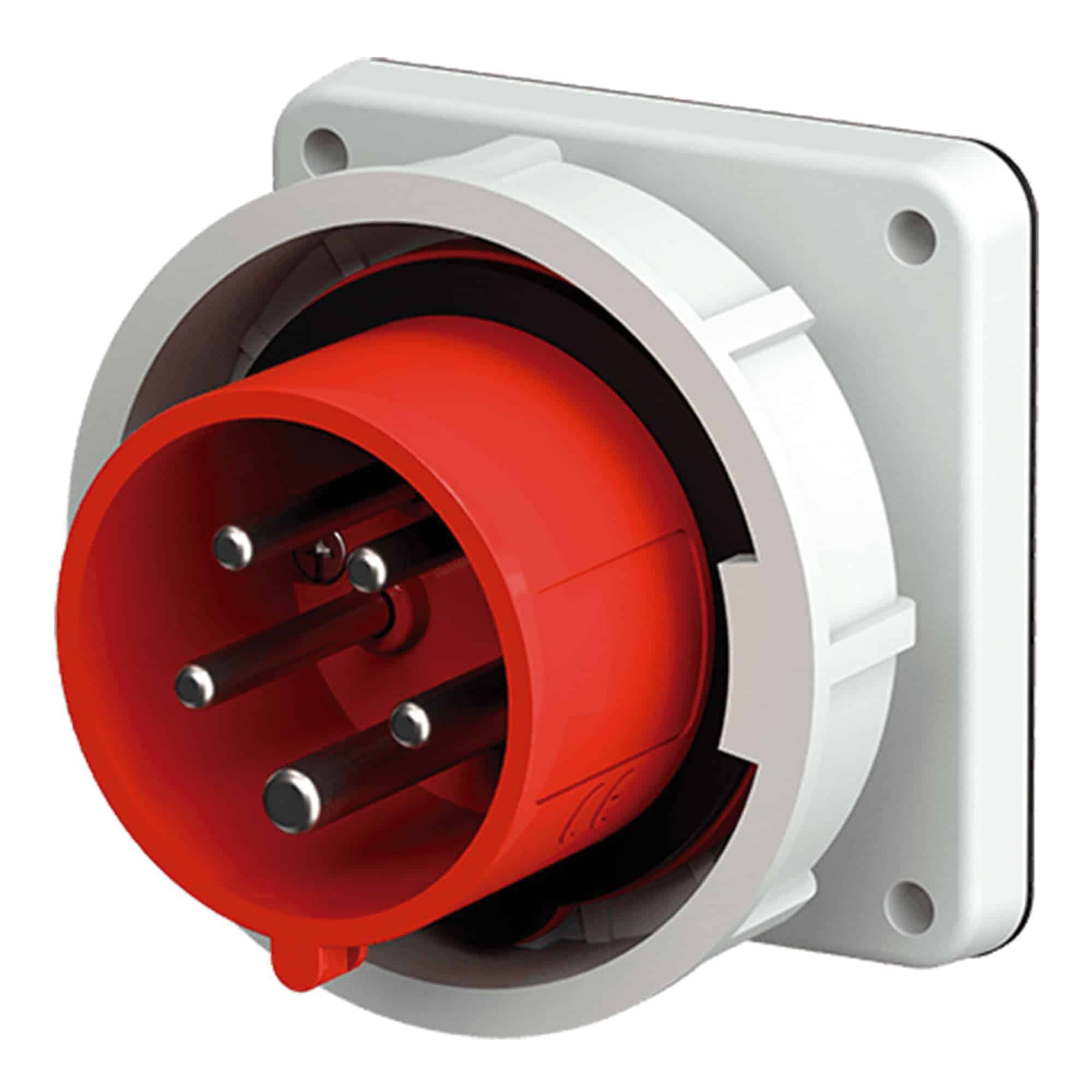 ENCHUFE EMPOTRABLE INDUSTRIAL TRIFASICO + NEUTRO (3P+N+T) 32AMP 415V ROJO IP67 MENNEKES